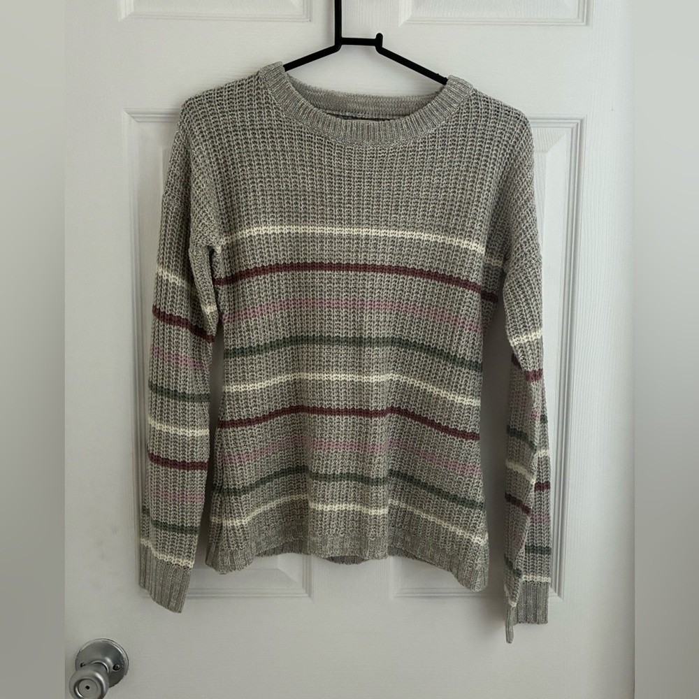 PINK ROSE grey striped sweater
